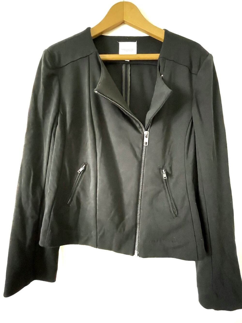 Catherine Malandrino Runway Style black zipper blazer moto jacket baddie chic L